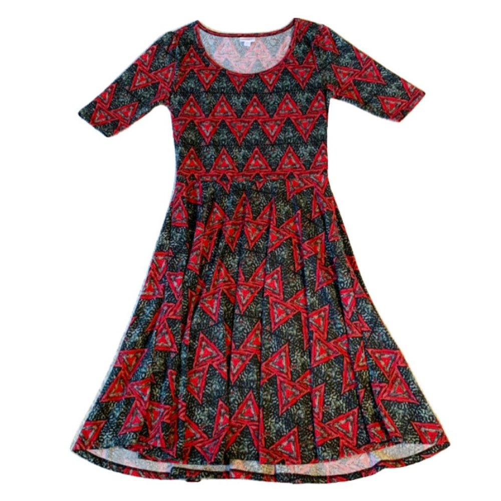 LuLaRoe Nicole Dress (Gray and Red) Size Large NWT